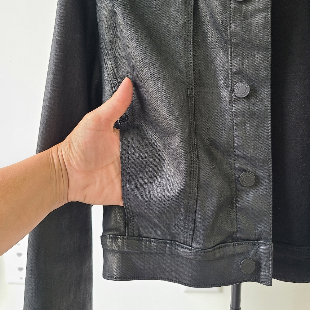 7 For All Mankind - Coated Denim Jacket, Large, Black - Picture 7 of 13